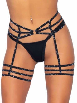 LA81634, Multi Strap Rhinestone Garter Belt By Leg Avenue
