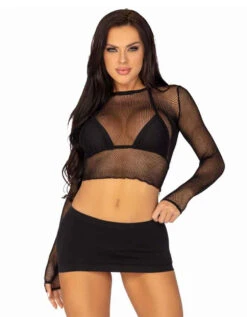 LA81635, Fishnet Gloved Crop Top By Leg Avenue
