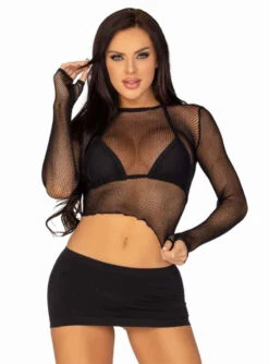 LA81635, Fishnet Gloved Crop Top By Leg Avenue -Funky Lingerie Outlet 81635 3 88057.1692259328