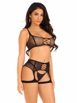 LA81664, Fishnet Bra & Garter Set