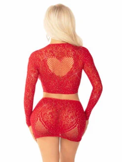 LA81668, Rhinestones Lace Crop And Mini Skirt -Funky Lingerie Outlet 81668 002 003 91419.1733245288