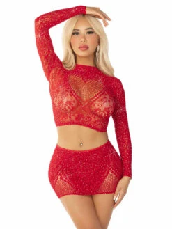 LA81668, Rhinestones Lace Crop And Mini Skirt -Funky Lingerie Outlet 81668 006 003 26683.1733245300