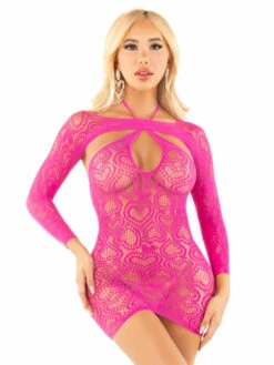 LA81673, Heart Net Mini Dress With Shrug -Funky Lingerie Outlet 81673 003 312 89283.1733212944