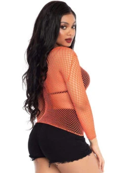 LA-8278, Long Sleeved Industrial Net Shirt -Funky Lingerie Outlet 8278 Coral Side 66528.1631906550