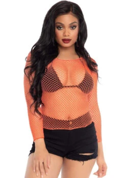 LA-8278, Long Sleeved Industrial Net Shirt -Funky Lingerie Outlet 8287 Coral 58047.1631906475