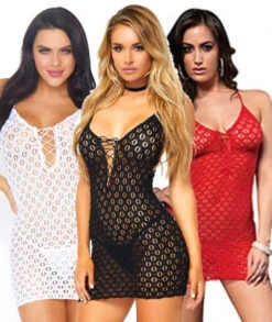 LA-8316, Lace Mini Dress And G-String