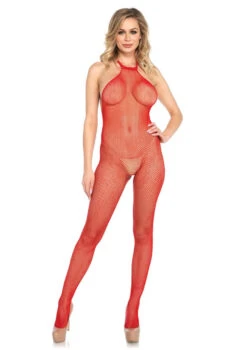 LA-8509, Seamless Fishnet Halter BodyStocking -Funky Lingerie Outlet 8509 red full 85878.1559602737