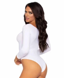LA-8578, Opaque Long Sleeved Bodysuit -Funky Lingerie Outlet 8578 White B 36456.1709339589