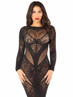 LA86005, Lace And Net Long Dress -Funky Lingerie Outlet 86005 003 001 47984.1733212591