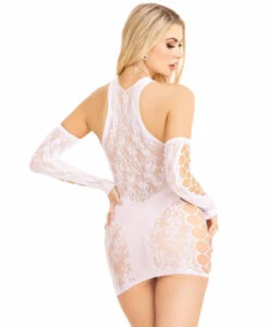 LA86129, Lace And Net Racer Back Mini Dress Set By Leg Avenue -Funky Lingerie Outlet 86129 Wht B 30262.1709341098