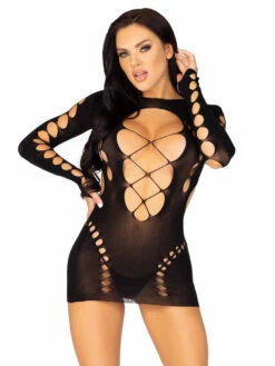 LA86142, Faux Lace Up Mini Dress By Leg Avenue