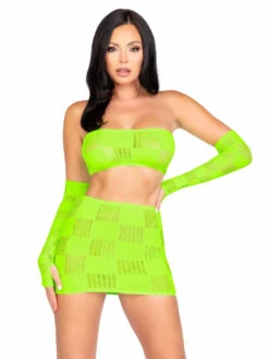 LA86143, Checkerboard Net Bandeau & Skirt Set By Leg Avenue -Funky Lingerie Outlet 86143 003 031 48013.1683070320