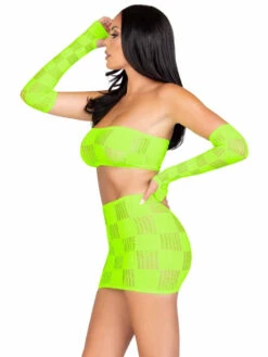 LA86143, Checkerboard Net Bandeau & Skirt Set By Leg Avenue -Funky Lingerie Outlet 86143 004 031 67536.1683070334
