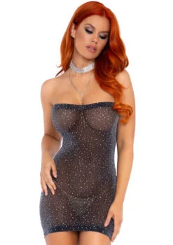 LA86151, Sheer Luxe Rhinestones Tube Dress -Funky Lingerie Outlet 86151 03 065 48977.1579637747