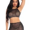 LEG AVENUE LA86152, Rhinestones Crop Top And Matching Mini Skirt -Funky Lingerie Outlet 86152 01 001 83289.1624514190