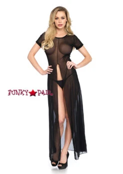 LEG AVENUE LA-86400, Sheer Mesh Slit Dress -Funky Lingerie Outlet 86400 01 001 93911.1624515473