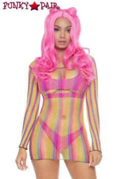 LA86795, Rainbow Fishnet Mini Dress -Funky Lingerie Outlet 86795 01a 101 88172.1598941219