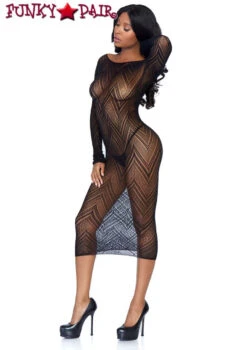 LEG AVENUE LA86800, Chevron Net Body Con Dress -Funky Lingerie Outlet 86800 03 001 10953.1556121820