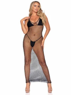 LA86963, Woven Twist Net Maxi Long Dress By Leg Avenue -Funky Lingerie Outlet 86963 03 001 27150.1630462341