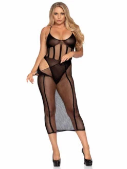 LA86967, Net And Opaque Bodysuit With Skirt By Leg Avenue -Funky Lingerie Outlet 86967 01 001 41686.1630461285