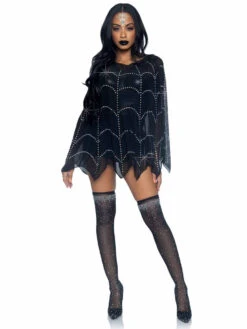 LA87082, Sheer Rhinestone Spiderweb Poncho By Leg Avenue -Funky Lingerie Outlet 87082 01 001 27364.1631812180