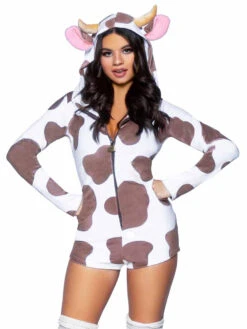 LA87100, Comfy Cow Romper By Leg Avenue