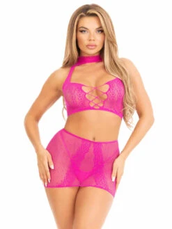 LA87201, Dot Net And Lace Top And Skirt