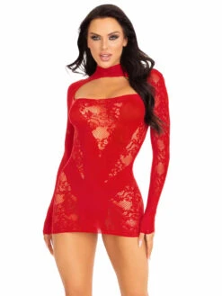 LA87204, Lace Keyhole Mini Dress