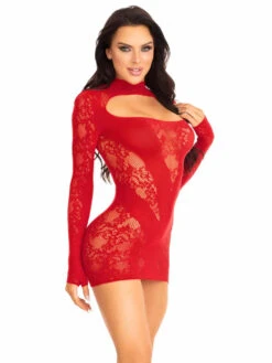 LA87204, Lace Keyhole Mini Dress -Funky Lingerie Outlet 87204 005 003 49950.1700327860