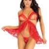 LA87205, Lace Peek-a Bow Babydoll Set -Funky Lingerie Outlet 87205 006 003 73109.1700327529