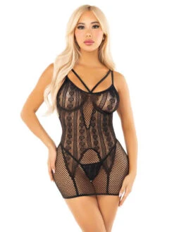 LA87253, Heart Net Mini Dress