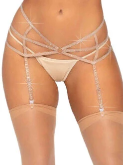 LA8885, Rhinestone Strappy Garter Belt -Funky Lingerie Outlet 8885 Nude 20024.1609873645