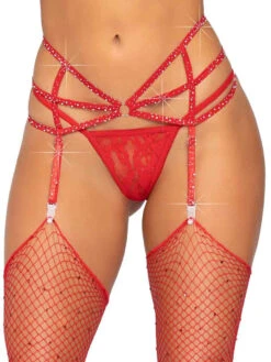 LA8885, Rhinestone Strappy Garter Belt