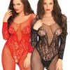 LEG AVENUE LA-89190, Lace Long Sleeve BodyStocking -Funky Lingerie Outlet 89190 15611.1512537131
