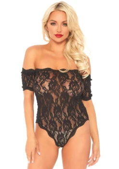 LEG AVENUE LA89234, Scalloped Rose Lace Teddy -Funky Lingerie Outlet 89234 01 001 81597.1646770897
