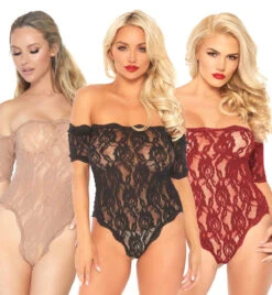 LEG AVENUE LA89234, Scalloped Rose Lace Teddy