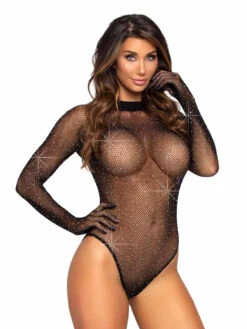 Leg Avenue | LA89271, Rhinestone Fishnet Gloved Bodysuit