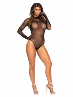 Leg Avenue | LA89271, Rhinestone Fishnet Gloved Bodysuit -Funky Lingerie Outlet 89271 01 001 01115.1668582560