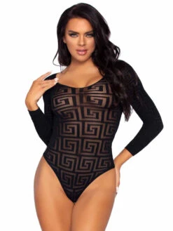 LA89282, Mosaic Sheer Bodysuit By Leg Avenue