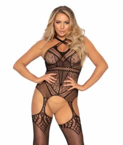 LA89287, Cross Over Strap Bodystocking By Leg Avenue