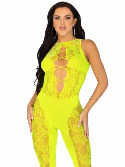 LA89308, Floral Lace Footless Bodystocking By Leg Avenue