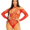 LA89316, Rhinestones Fishnet Teddy -Funky Lingerie Outlet 89316 Red 21359.1700403078