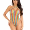 LA89327, Rainbow Striped Thong Bodysuit -Funky Lingerie Outlet 89327 003 101 44424.1708566422