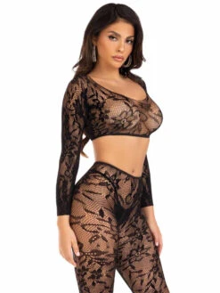 LA89331, Seamless Lace Crop Top & Tights -Funky Lingerie Outlet 89331 005 001 51481.1708626616