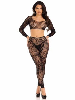 LA89331, Seamless Lace Crop Top & Tights -Funky Lingerie Outlet 89331 03 001 23039.1708626626