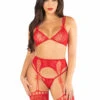 LA89333, Lace Bra Top With Garterbelt And Stocking Attached
