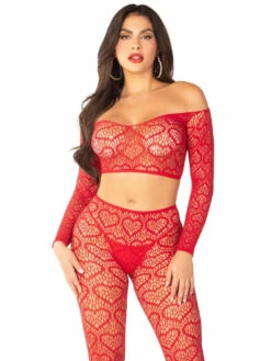 LA89337, Off The Shoulder Crop Top And Footless Tights -Funky Lingerie Outlet 89337 003 003 71897.1733289415