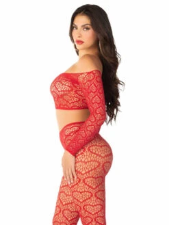 LA89337, Off The Shoulder Crop Top And Footless Tights -Funky Lingerie Outlet 89337 004 003 74722.1733289382