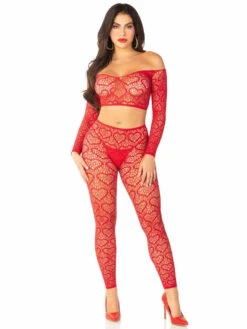 LA89337, Off The Shoulder Crop Top And Footless Tights -Funky Lingerie Outlet 89337 01 003 83979.1733289375