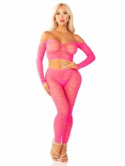LA89337, Off The Shoulder Crop Top And Footless Tights -Funky Lingerie Outlet 89337 01 029 01538.1733289372